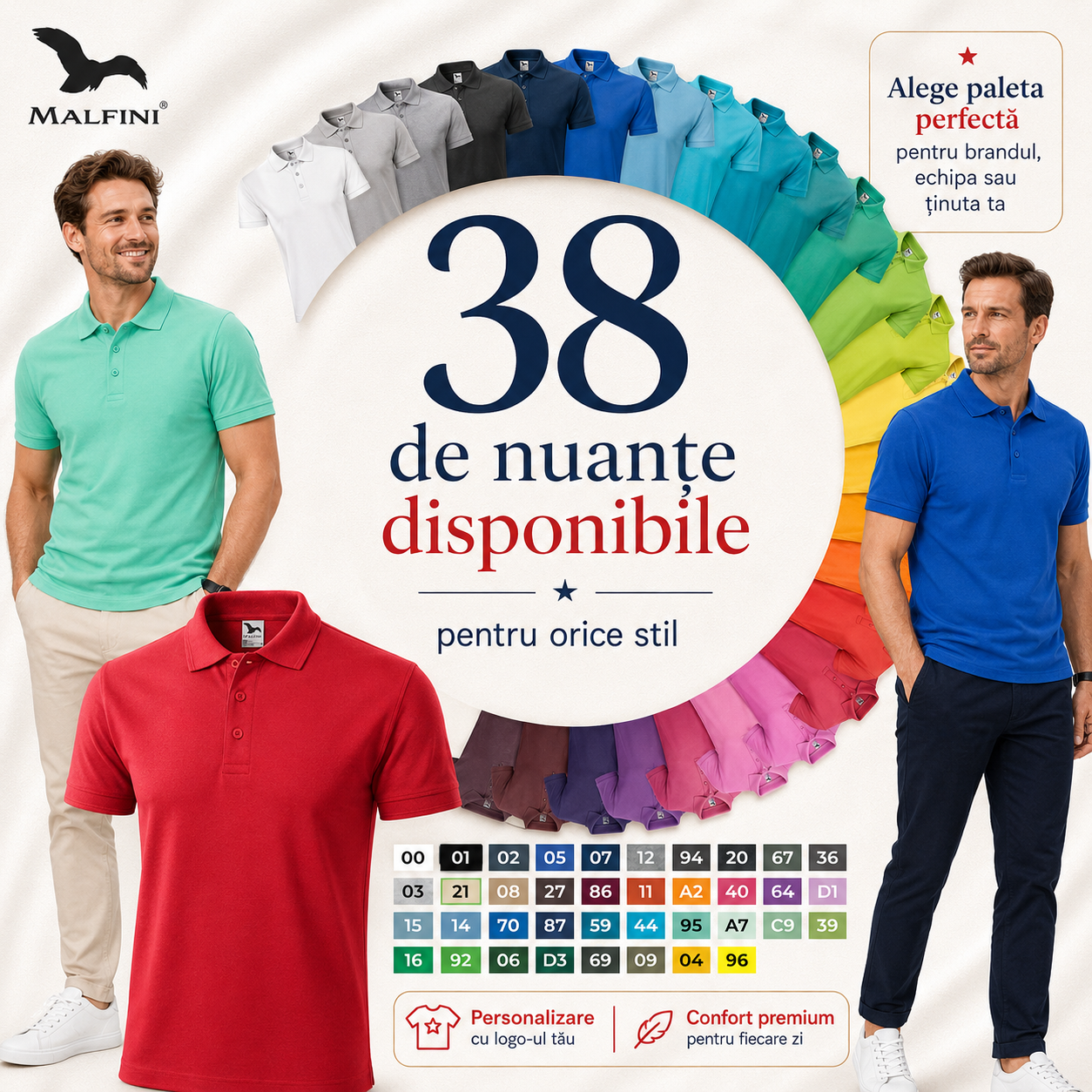 Tricou polo bărbați Malfini pentru birou timp liber evenimente casual echipe și personalizare